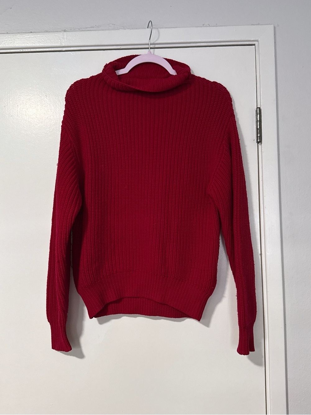 Wilfred Red Ribbed Turtleneck Sweater